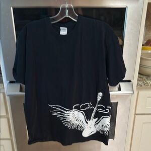 Black Graphic T-Shirt with Winged Guitar Design